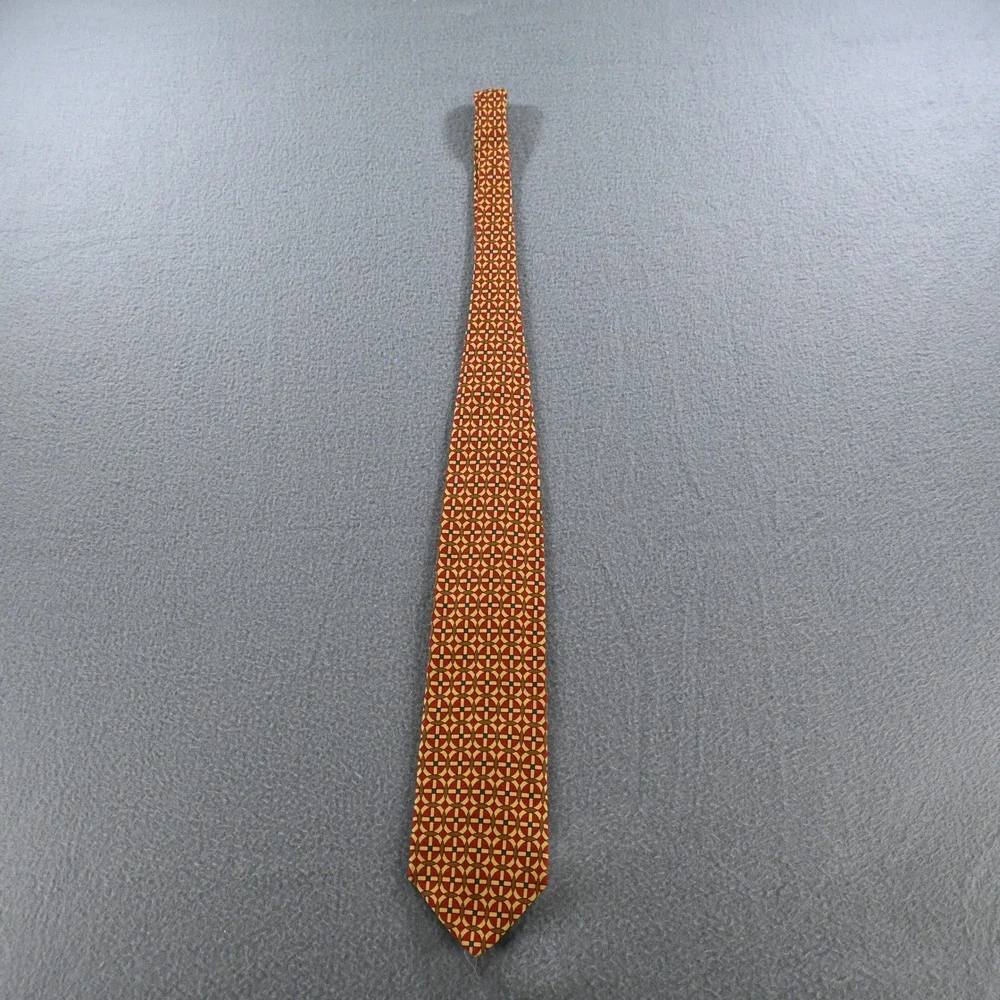 Art Institute of Chicago Mens Geometric‎ Silk Necktie OS Red Yellow Geometric